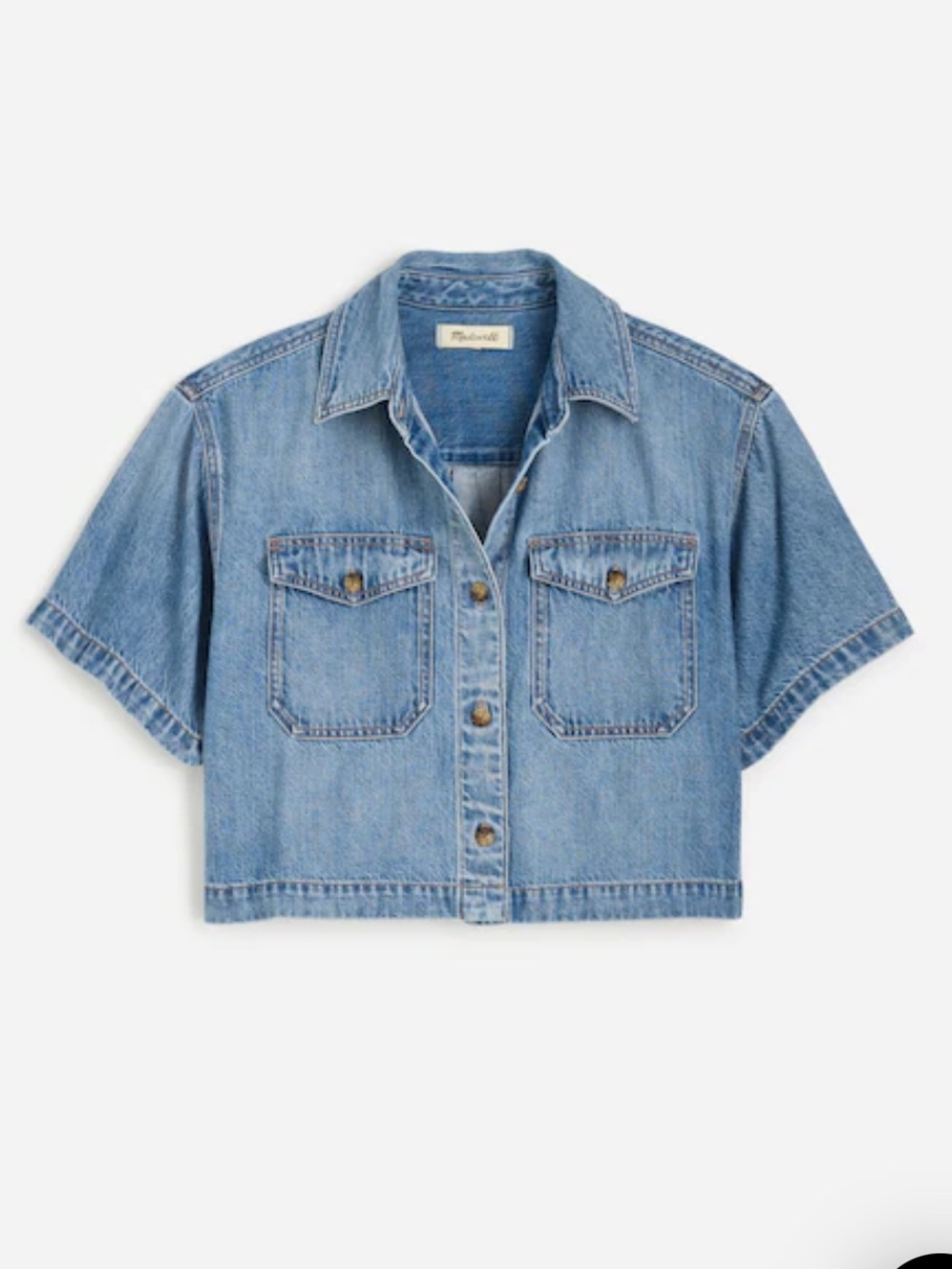 Madewell Boxy-Crop Button-Up Shirt: Airy Denim Edition XL